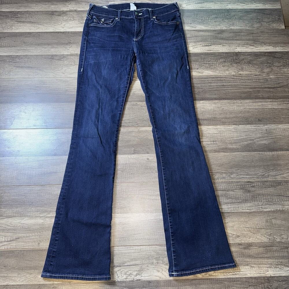 True Religion Becca Bootcut Jeans Womens 28 Dark Wash Y2K Made In USA Flap Pocke